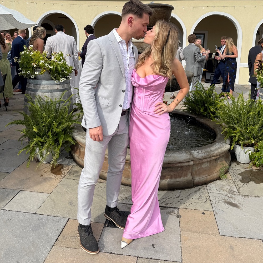 House of CB pink Cowl-Neck Maxi Dress